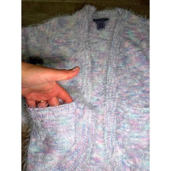 Ana & Ira Soft Multicolor Fuzzy Knit Cardigan Sweater - Picture 4 of 4